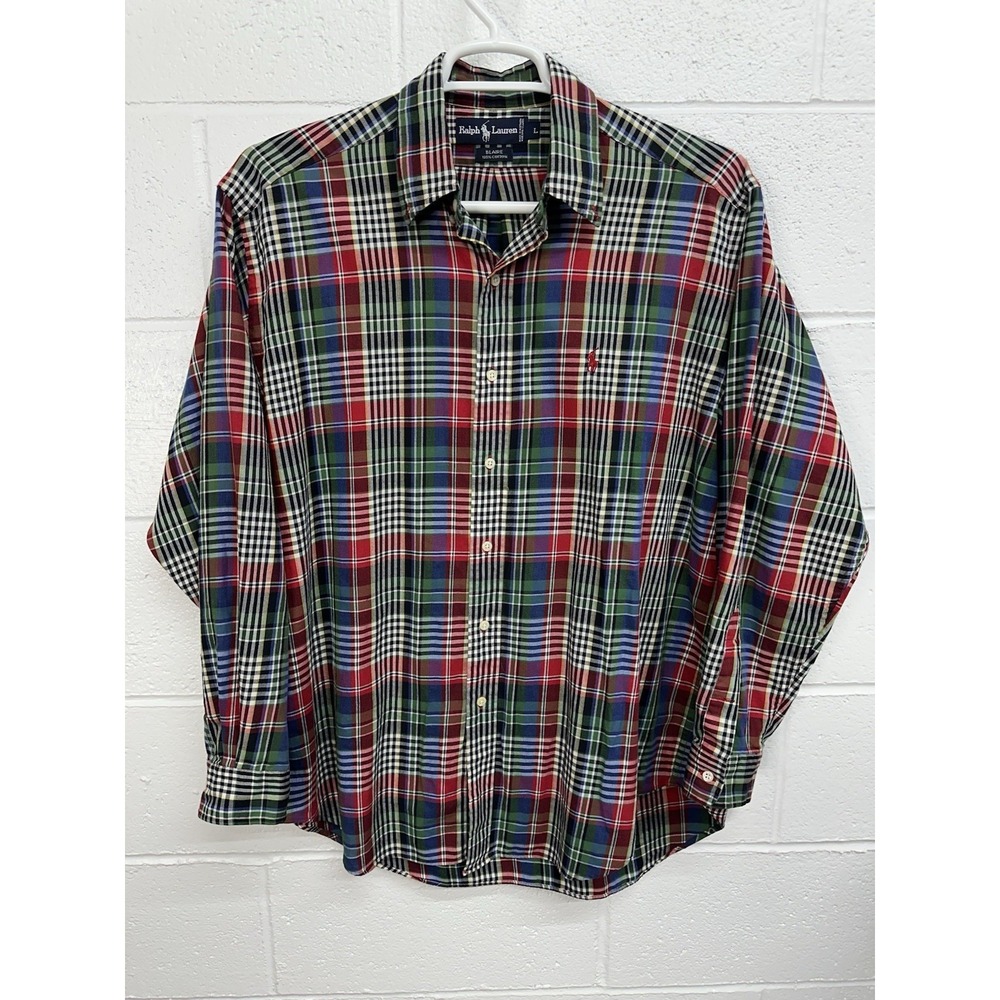 Ralph Lauren Blaire Men's Shirt Long Sleeve Plaid Size L Minimal Wear - Picture 1 of 4